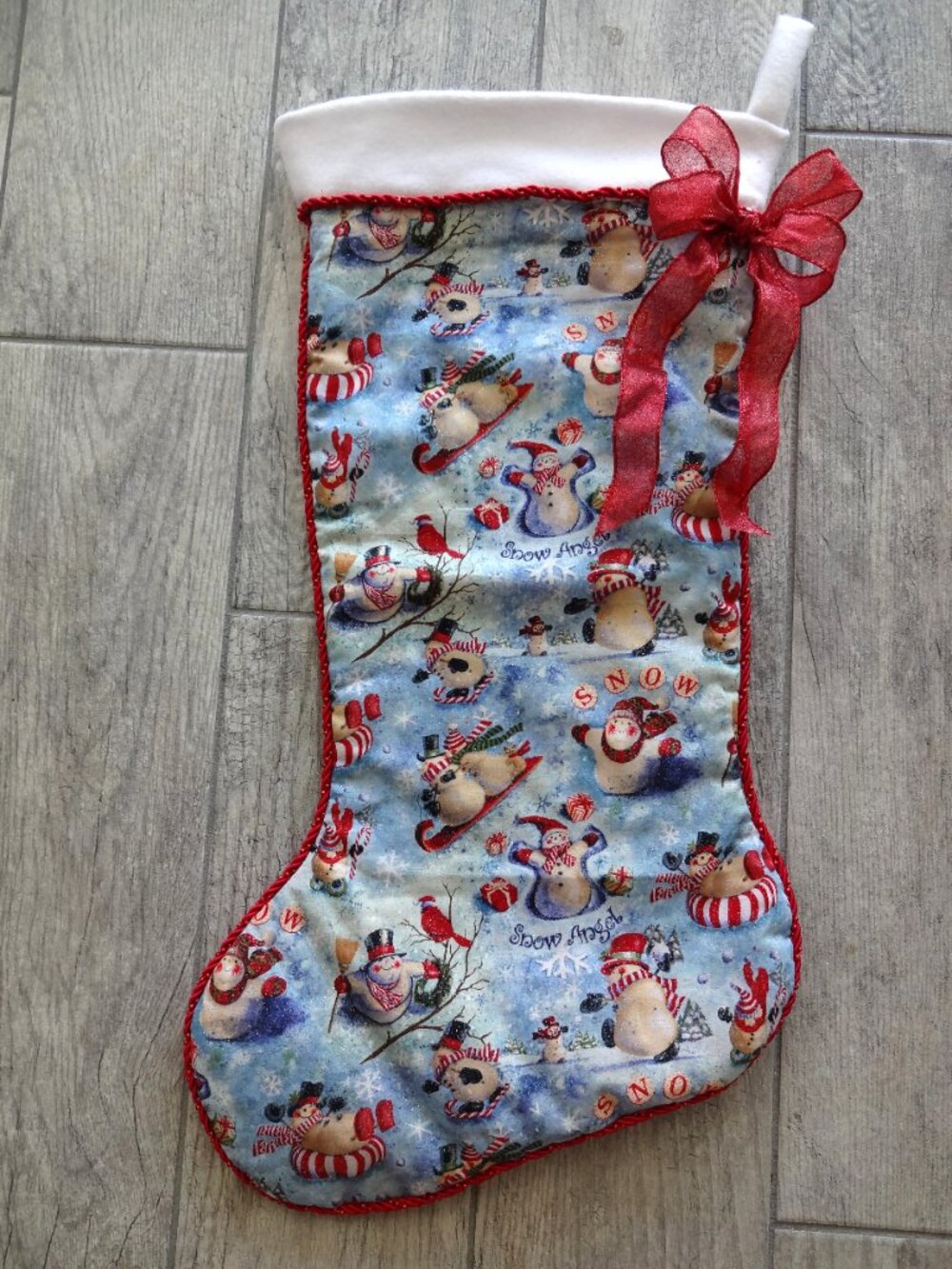 23"x10" Large Beautiful Handmade Keepsake Snowman Christmas Stocking
